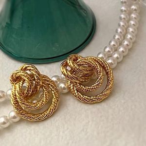 18K Gold Plated Textured Gold Hoop Links Earrings